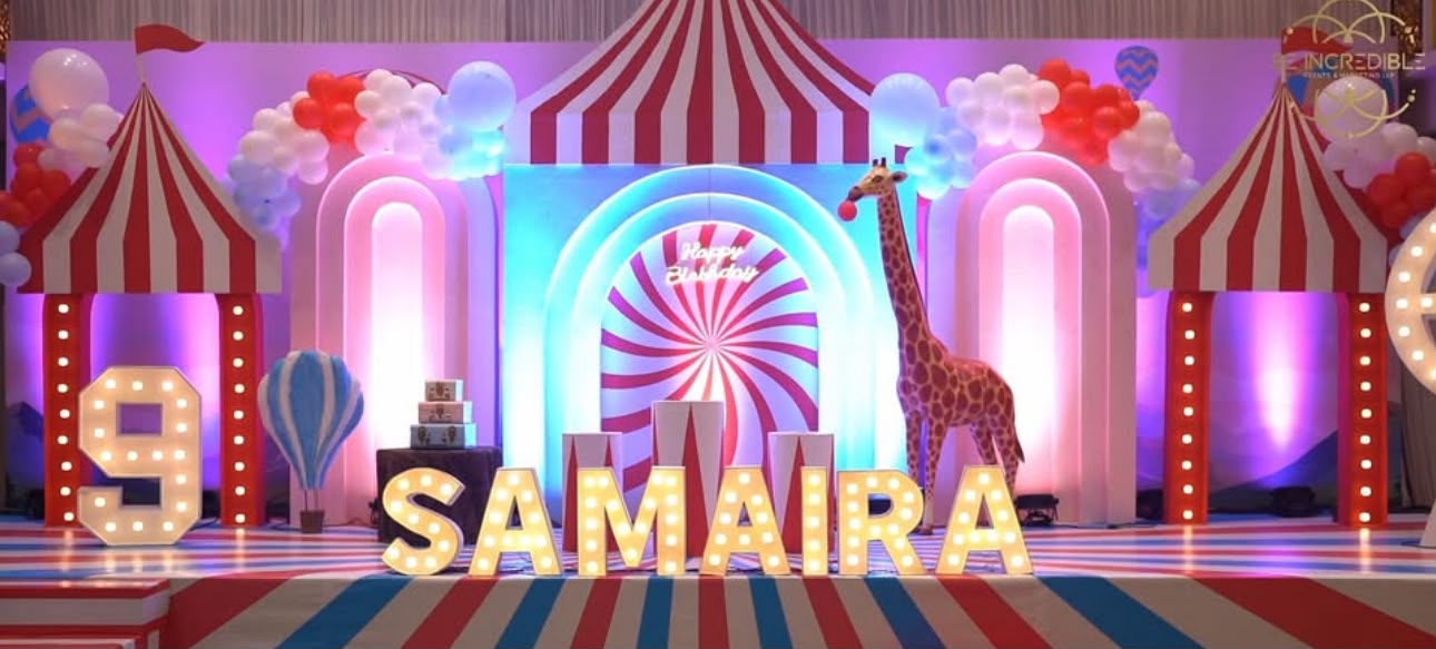 Colourful themed birthday party setup
