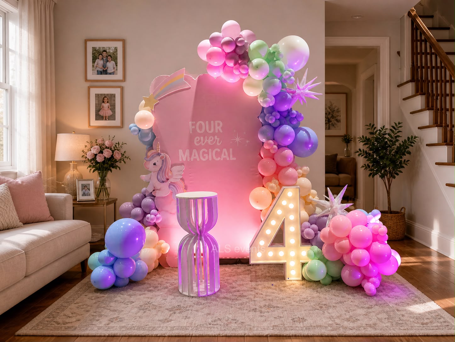 Colourful themed birthday party setup