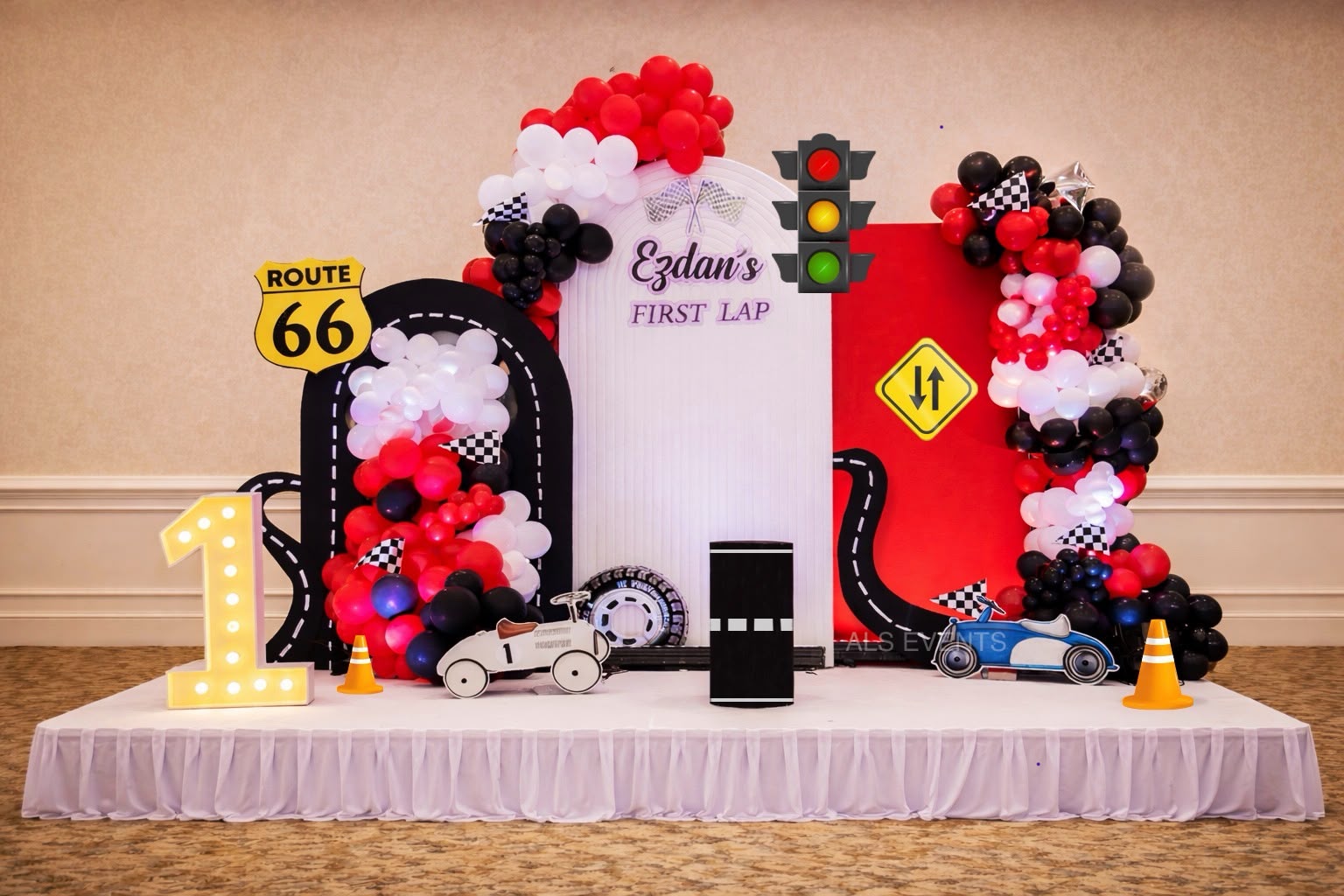 Colourful themed birthday party setup