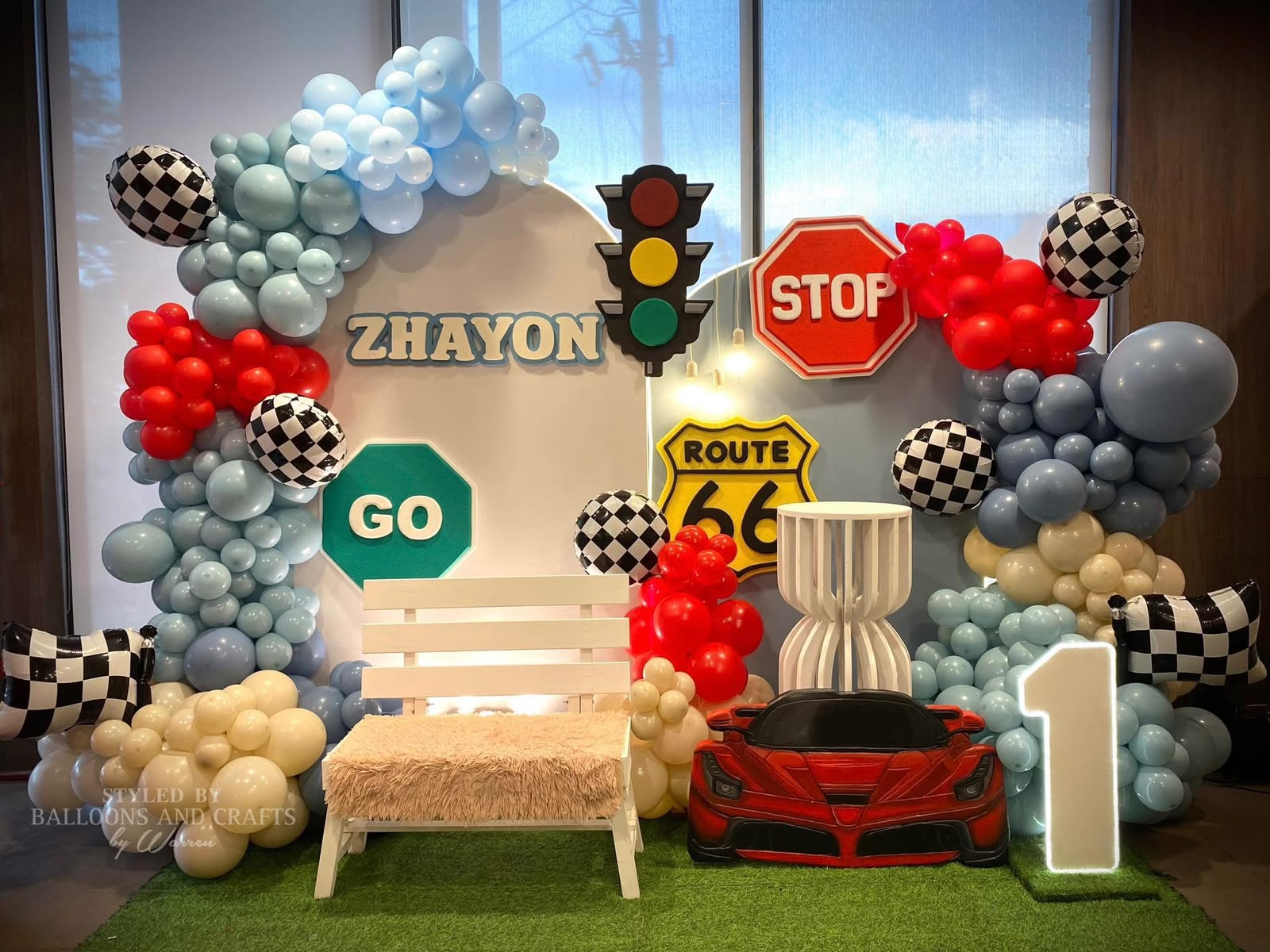 Colourful themed birthday party setup