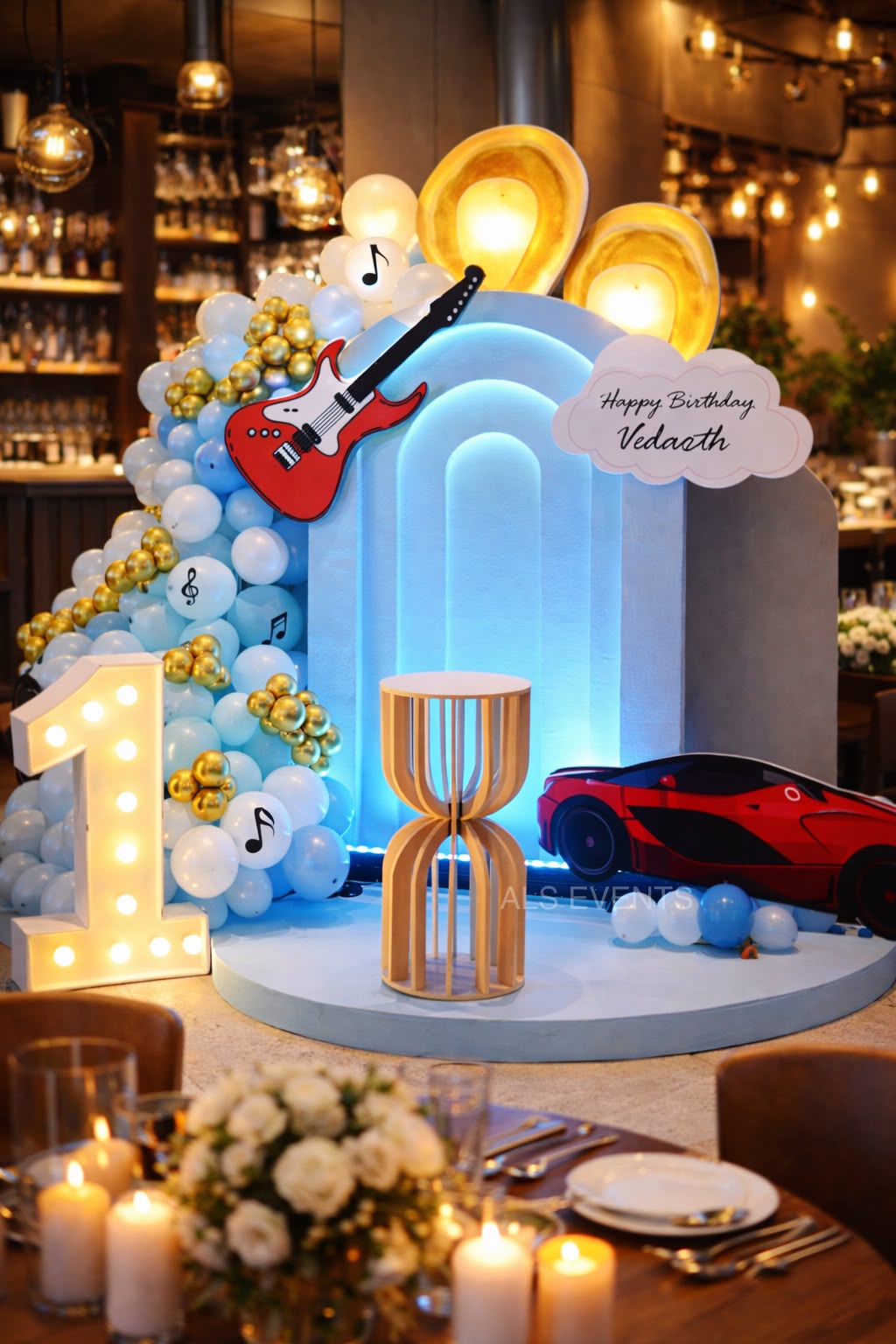 Colourful themed birthday party setup