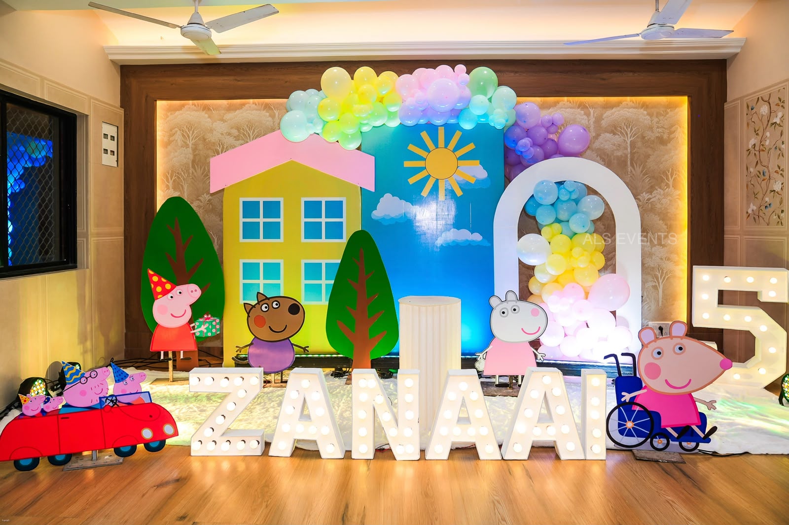 Colourful themed birthday party setup
