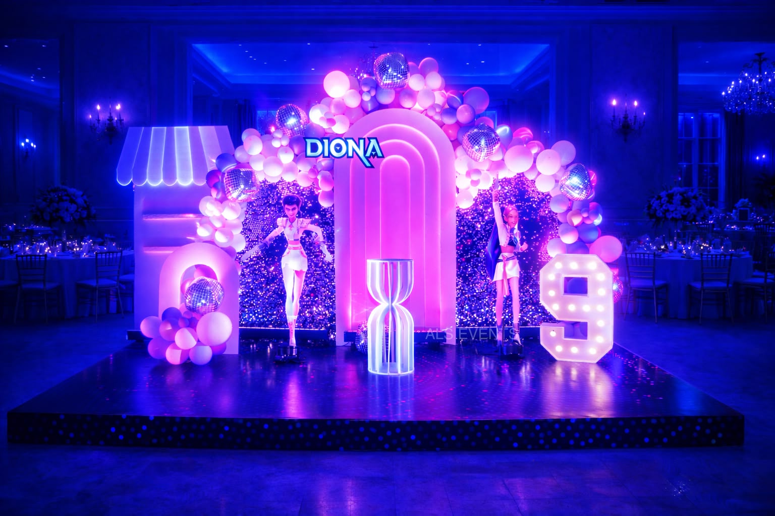 Colourful themed birthday party setup