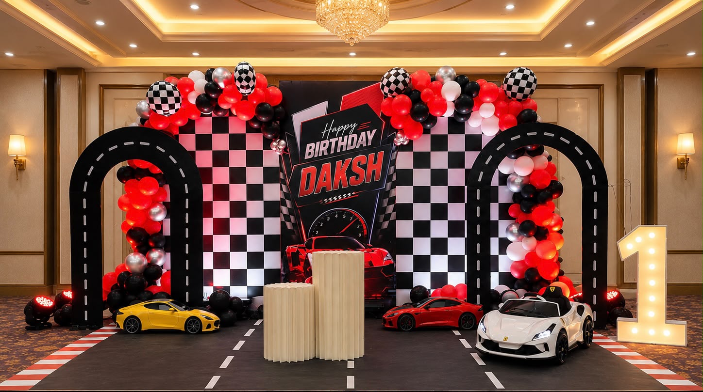 Colourful themed birthday party setup