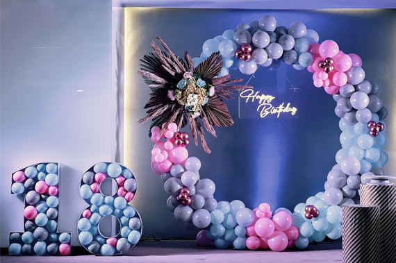 Colourful themed birthday party setup