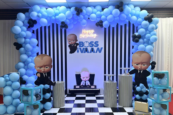 Colourful themed birthday party setup