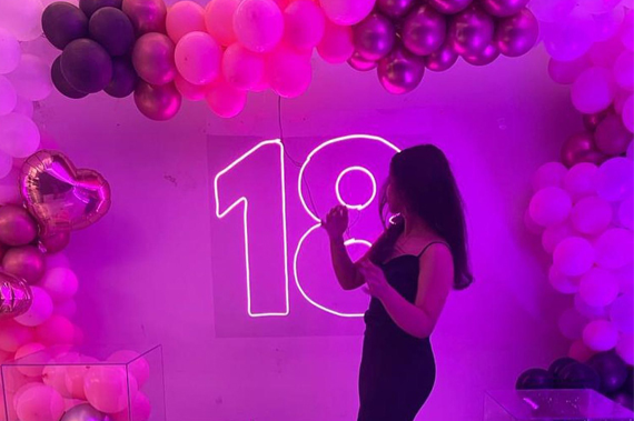 Colourful themed birthday party setup