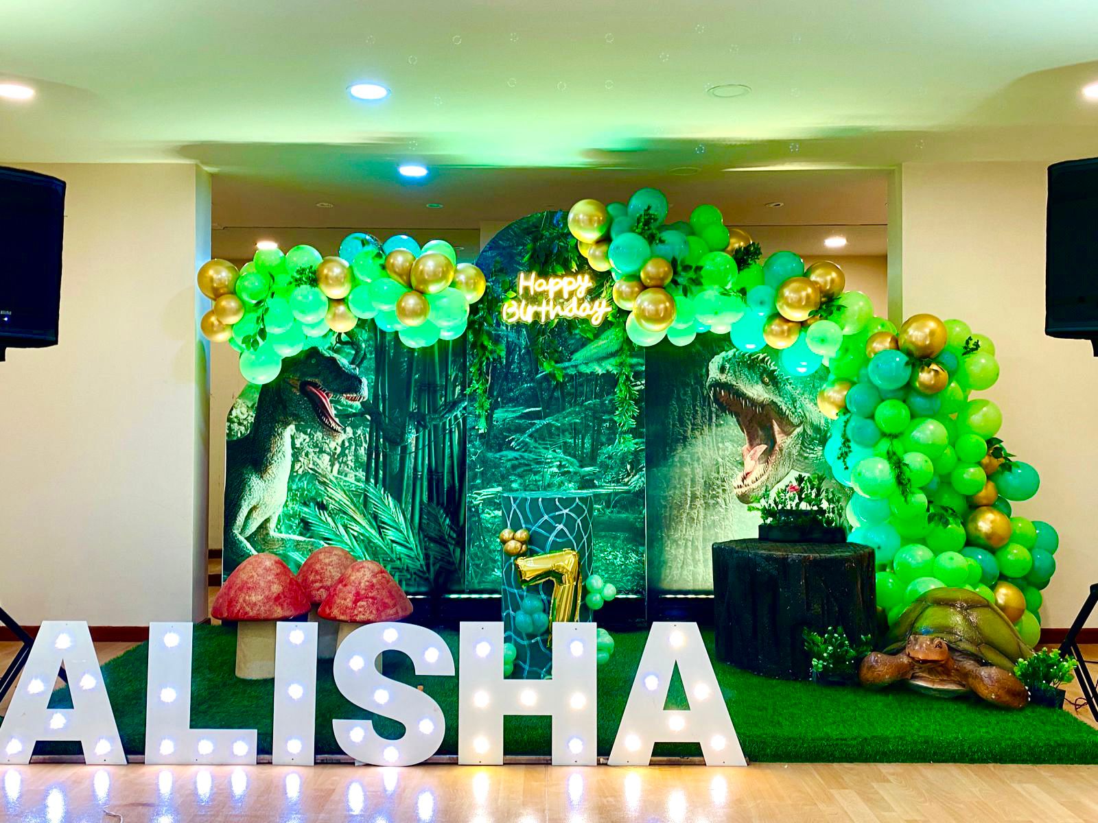 Colourful themed birthday party setup