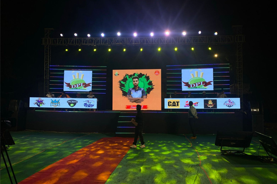 Corporate event stage and lighting setup